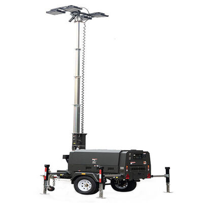 comprar Construção Torre de iluminação móvel diesel 9m alto mastro Telescópica torre de iluminação diesel trailer torre de iluminação online manufacture