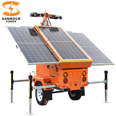 Torre de luz LED portátil 60A MPPT Solar Mobile Tower Light Trailer montado