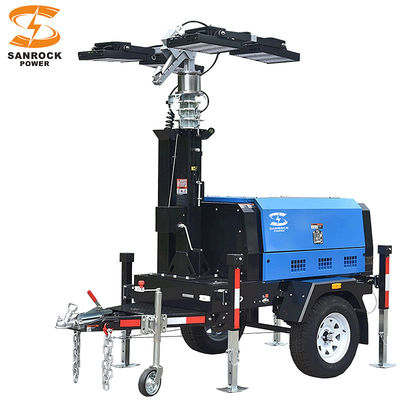 6kw/7.5kw Torre de luz diesel portátil 230VAC / 240VAC Torres de luz montadas em reboque