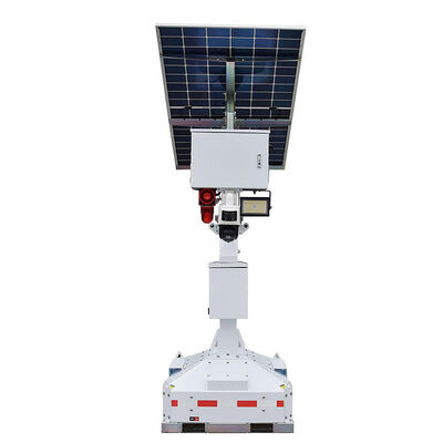 Torre de luz solar acessível com sistema de alarme integrado Torre de luz telescópica Torre de luz solar móvel