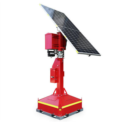 Torre de iluminação solar móvel robusta com saída de luz de 14.000 lm, bateria LFP de 230Ah e classificação IP67 para segurança em estacionamentos