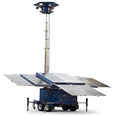 Torre de vigilância de segurança com detecção de IA Controles inteligentes de iluminação Projetos de infraestrutura Torre de luz solar portátil